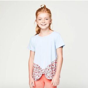 Floral Sky blue Hayden Girls Shirt Size S